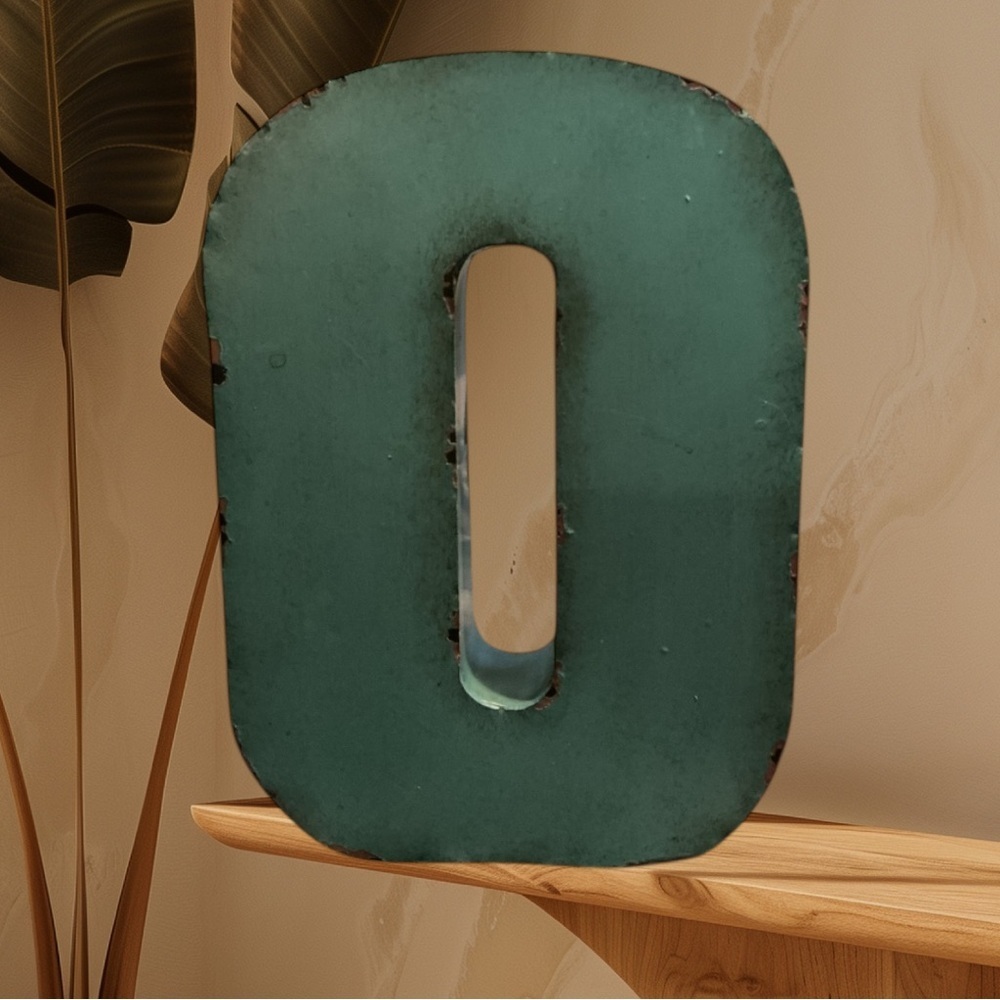 🌺TEAL RUSTIC METAL LETTER “O” 10” TALL WALL DECOR/STAND UP HOME DECOR